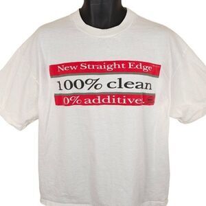 Vintage Straight Edge T Shirt Mens Size XL White 90s Drug Free Sober Punk